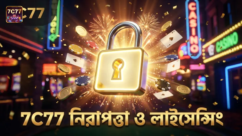 7C77 প্ল্যাটফর্মের নিরাপত্তা ও লাইসেন্সিং যাচাইকরণ গুরুত্বপূর্ণ।